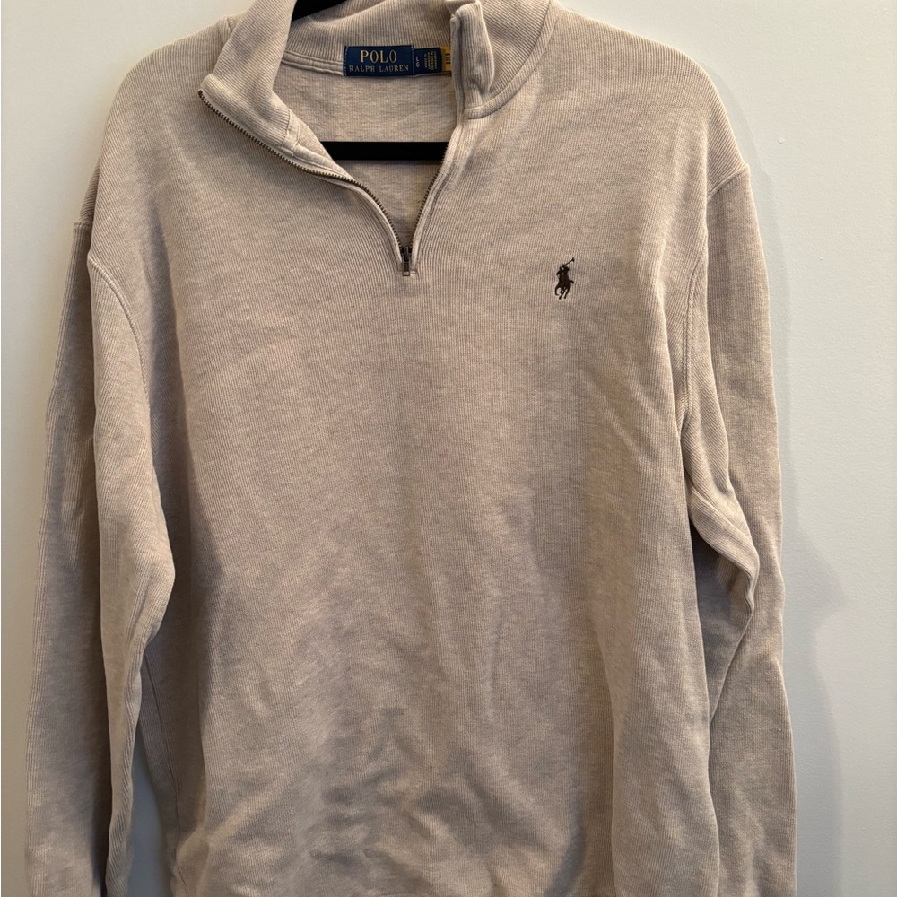 Ralph Lauren Gray Zip Up Sweater with Signature Logo